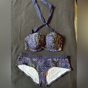 Paisley Print Halter Bikini Set
